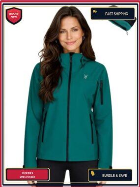 Women's Waterproof Rain Jacket Windbreaker with Hood Lightweight Outdoor Cycling